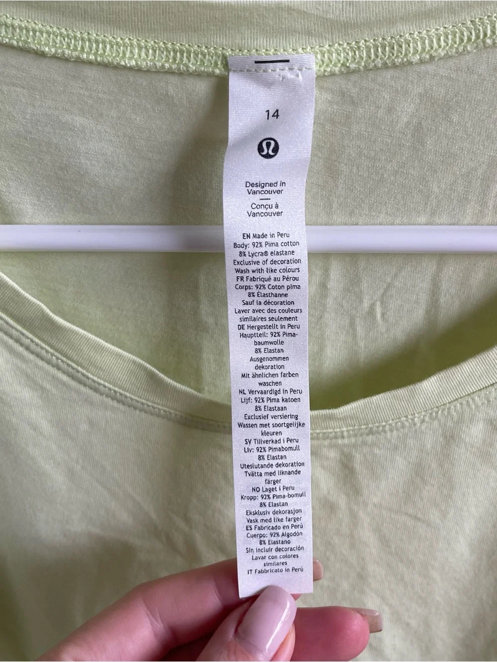 Lululemon Size 14 Cates T-Shirt Yellow Cropped Top Tee